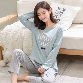 

Tops 2019 New Women Pajamas sets Suit Sexy Autumn Home Sleepwear long Sleeve Pyjamas sets shits + pants 2 piece sleepwear sets
