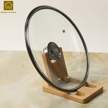 

Wooden Kitchen Rests Pot Rack Accessories Shelf Storage Cover Tool Deksel Rek Holder Clipe De Cozinha Kitchen Gadgets WAC029