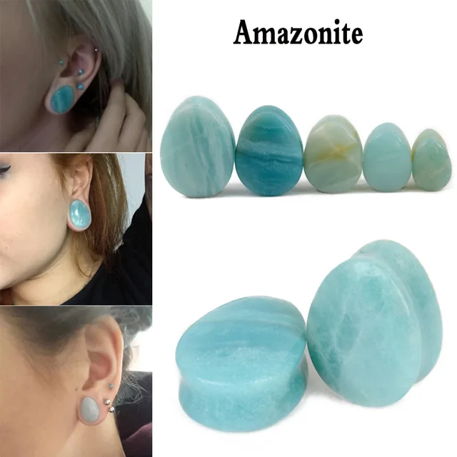 1 Pc Natural Stone Teardrop Ear Plug Tunnel Earring Flesh Earrings Gauge Jewelry