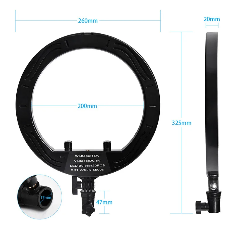Fosoto фотографический светильник ing 10 дюймов светодиодный кольцевой светильник для селфи 2700-5500K кольцевая лампа для фотографии для камеры телефона макияж фотостудии