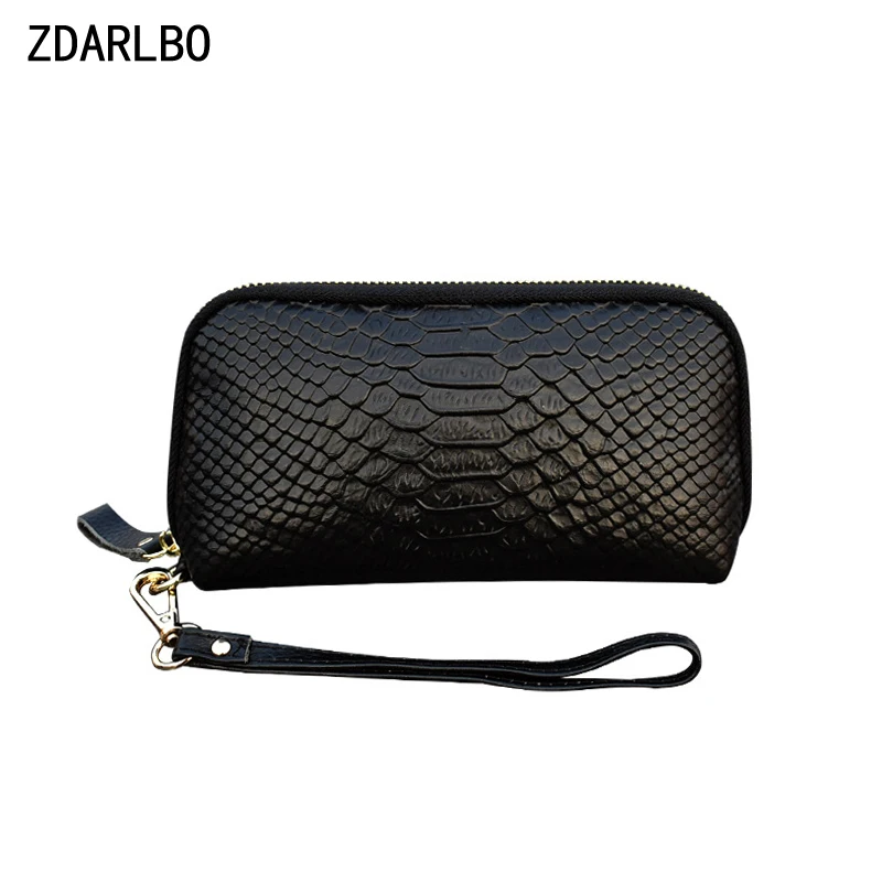 

Genuine Leather Female Make up Bag Serpentine Women Cosmetic Bag First Layer Cowhide Toiletry Bags Mobile Phone Storage Purse