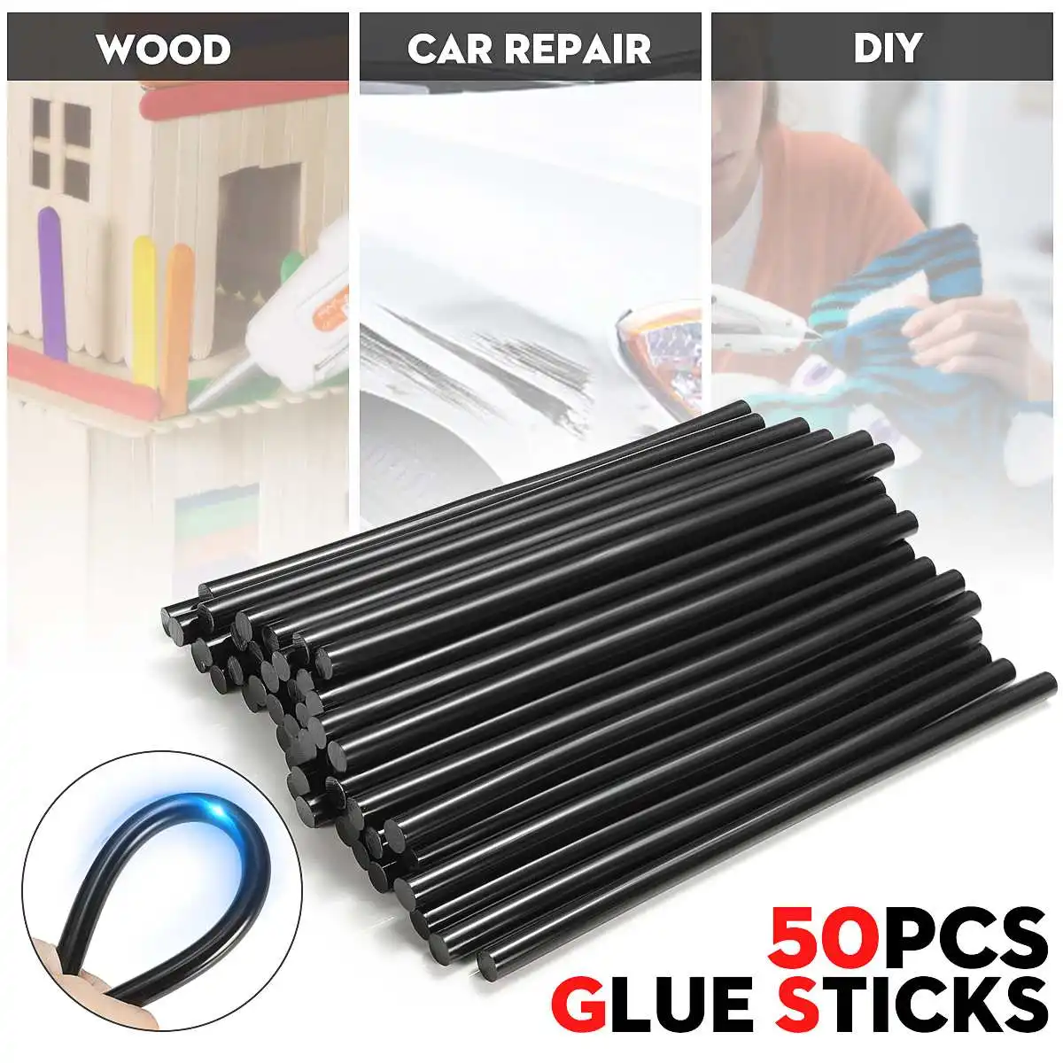 

50PCS 11X270MM Black Hot Melt Glue Crafting Models Repair Sticks for Glue-gun Power Tool Accessory DIY Paste Tools