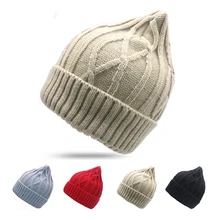 Вязаная зимняя шапка для мужчин, женская шапка Skullies, теплая шапка унисекс, однотонный колпачок в полоску, шапка s, женская шапка в стиле хип-хоп, шапка