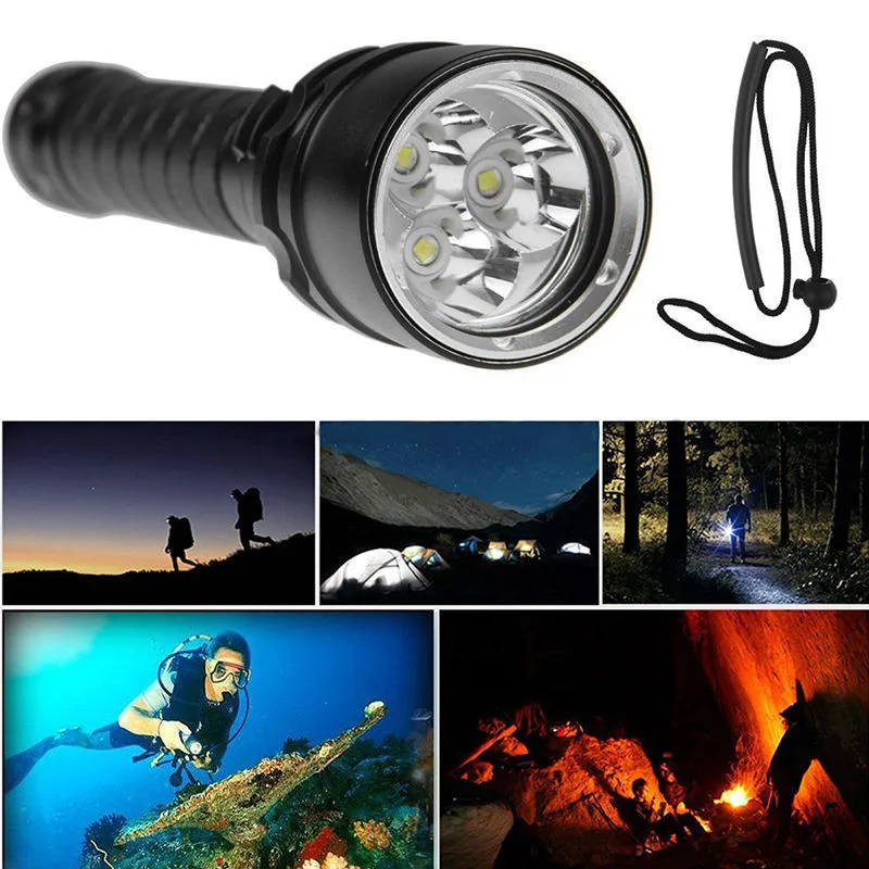 

8000LM 3x XML L2 LED Scuba Diving Underwater 100M Flashlight Torch Waterproof