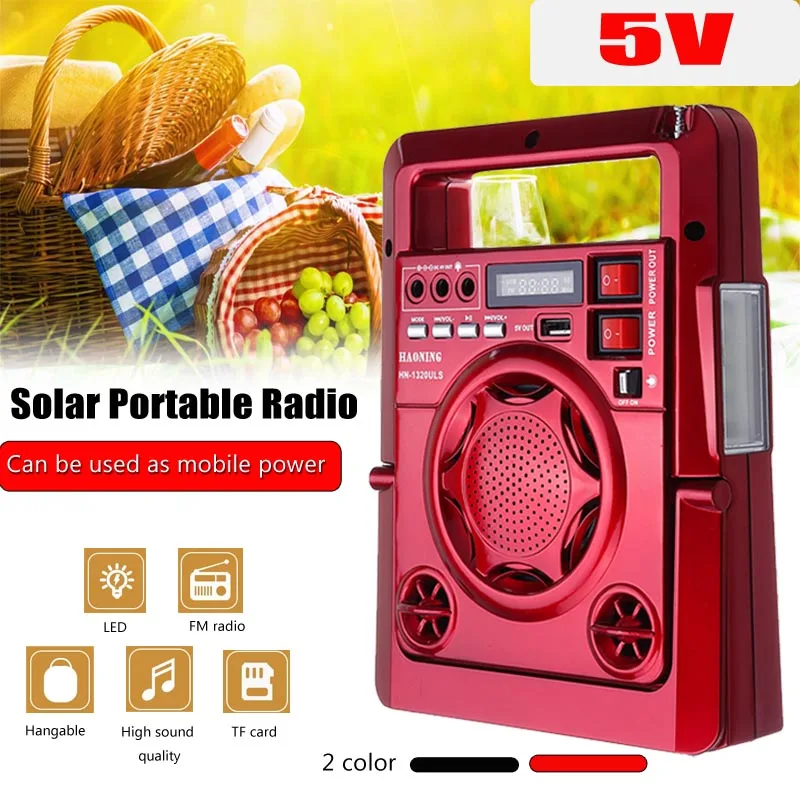 

Outdoor Solar Dynamos AM/FM Radios Power Bank with LED Lamp TF USB Speaker Power Bank Function For Phone Emergency Power Supply
