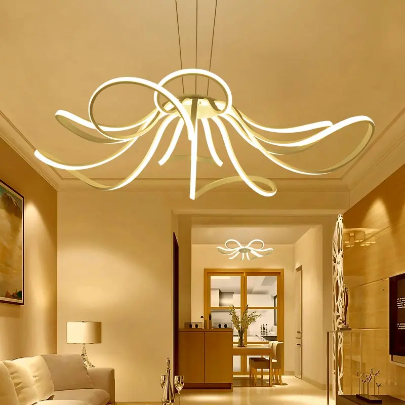 

LED Pendant Light Strips Creative Style Bar Decor Modern Hanging Lamp for Living Room Kitchen Dining Room Indoor Lighting White