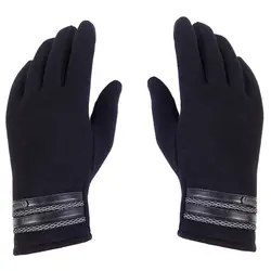 1 Pair Touch Screen Warm Gloves for Telephone Autumn-Winter Men's B-Black