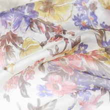 Шелк шифон с желтым и красным принтом цветы летом легкие и воздушные платья ручной работы на заказ ткани