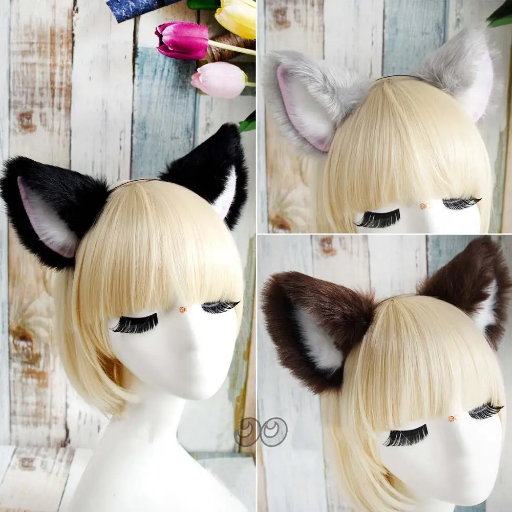 1 pcs multicolor Lovely Bell Hairwear Women Fashion Party Charming Lovely Fox Cat Ear Fur Hair Clip Hairband