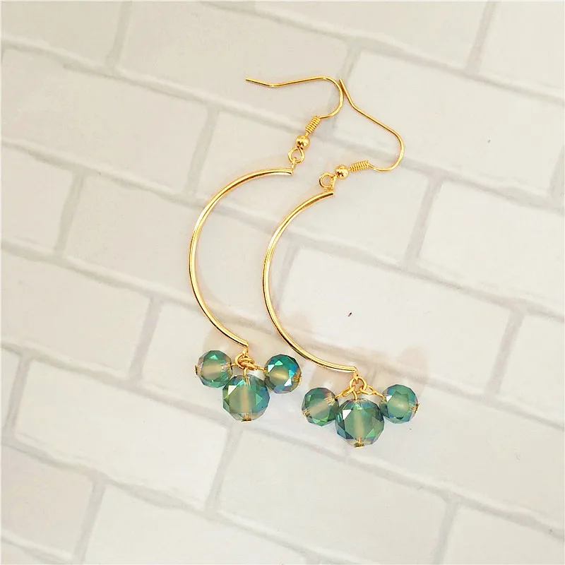 

Hand made jewelry minimalist geometric wind restoring ancient ways cut crystal temperament long earrings stud earrings earrings