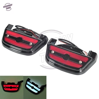 

Black LED Motorcycle Rear Passenger Footboard Lights Case for Harley Touring Trike Softail 1984-2018