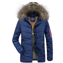 Новое мужское теплое пальто на молнии, парка с меховым капюшоном, Длинные куртки и пальто, повседневное свободное плотное пальто