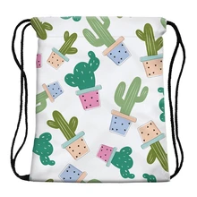 Плавательный мультфильм Кактус печати пляжная сумка с Кулиской Спорт Тренажерный зал кактус печати рюкзак для путешествий школьный мешок