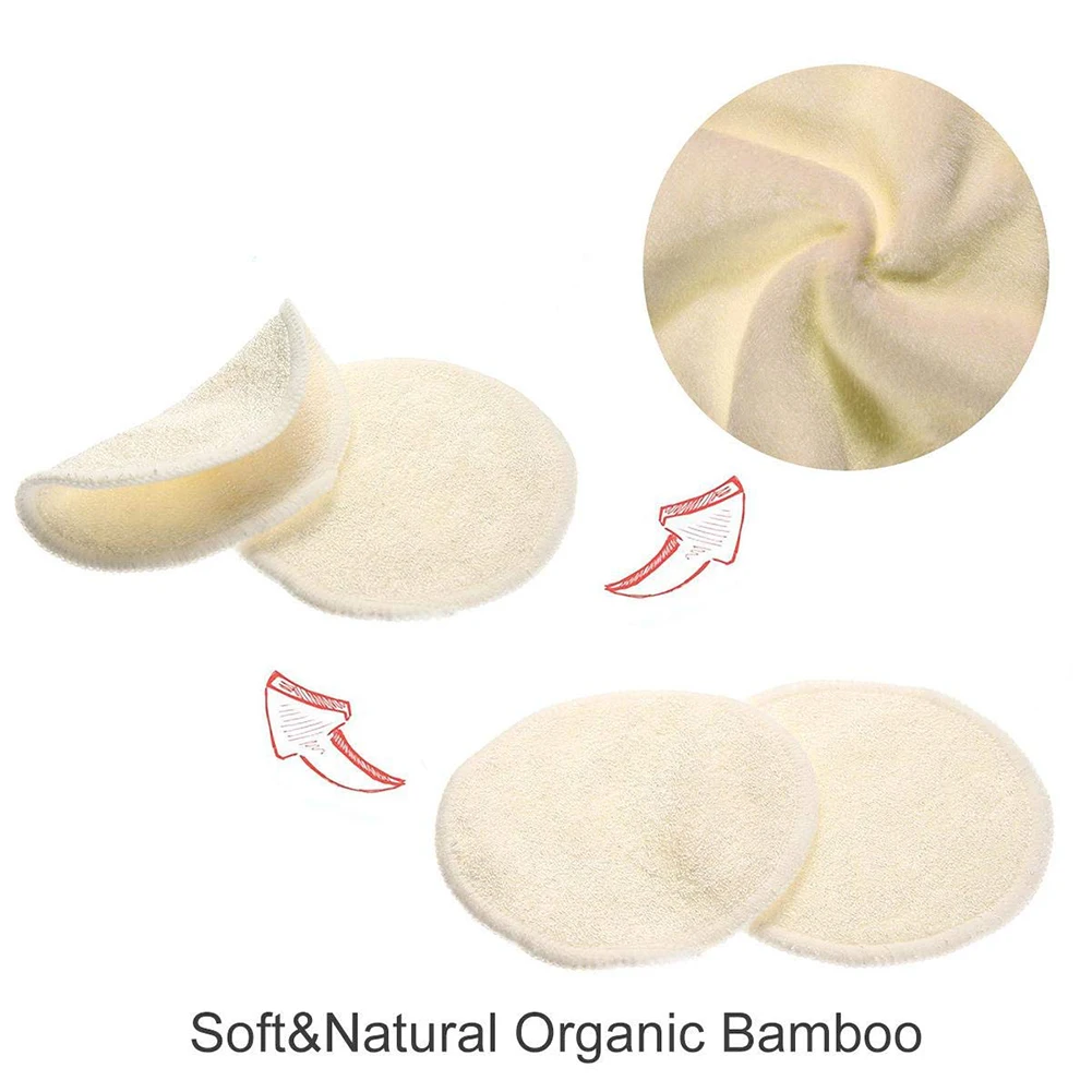  12Pcs/Set Reusable Washable Round Bamboo Cotton Cloth Facial Makeup Remover Puff Pads with Mesh Bag - 4000028805165