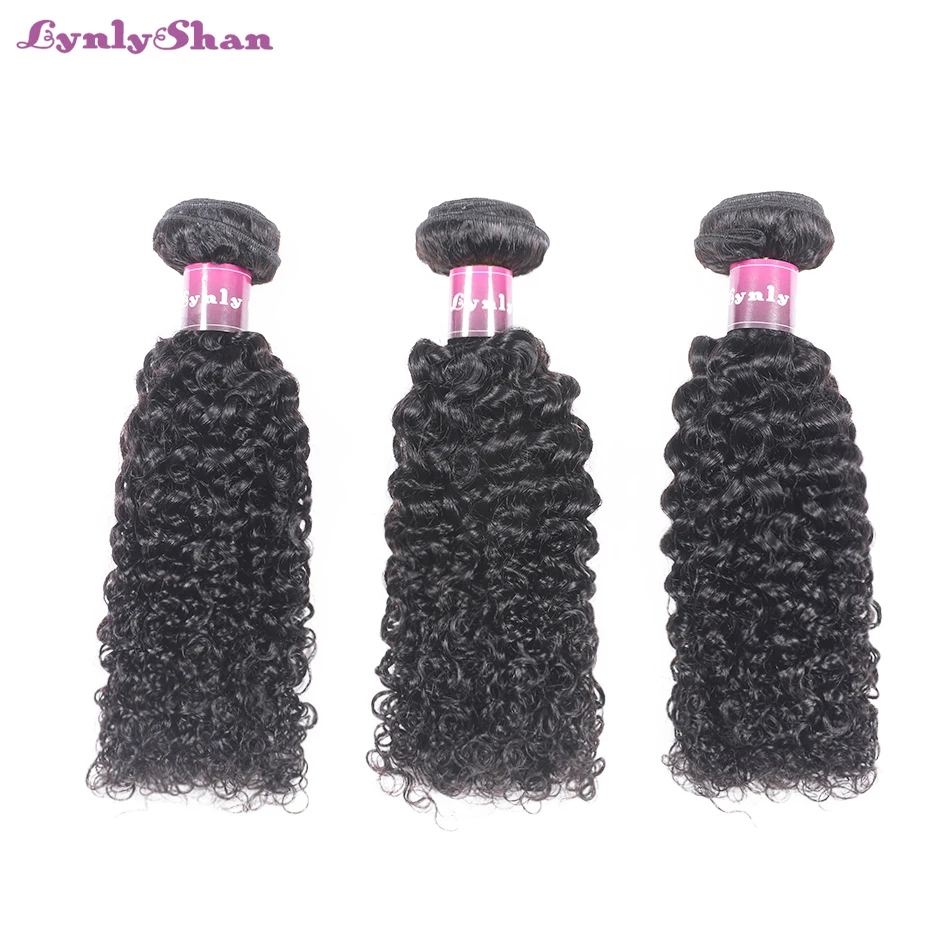 

Lynlyshan Human Hair Brazilian Kinky Curly Hair Bundles Natural Color Remy Hair 10-30 Inch Free Shipping