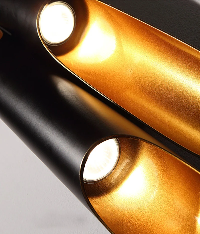 Скандинавские простые двойные наклонные черные золотые алюминиевые настенные лампы гостиной украшения бамбуковая трубка настенные бра