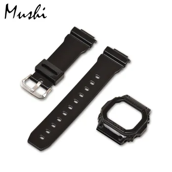 

MS Watch Strap for Casio GW-M5610 G-5600E Black Men Watchband Pin Buckle Watch band Watch Case + Tool