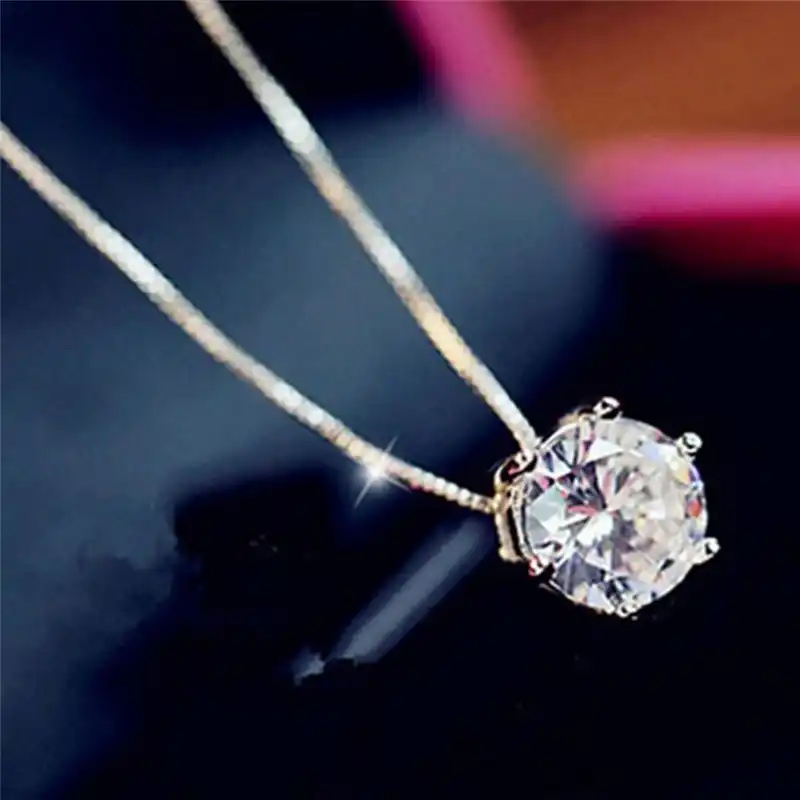 Women Jewelry Charm Crystal Zircon Pendant Chain Statement Bid Choker Necklace L 