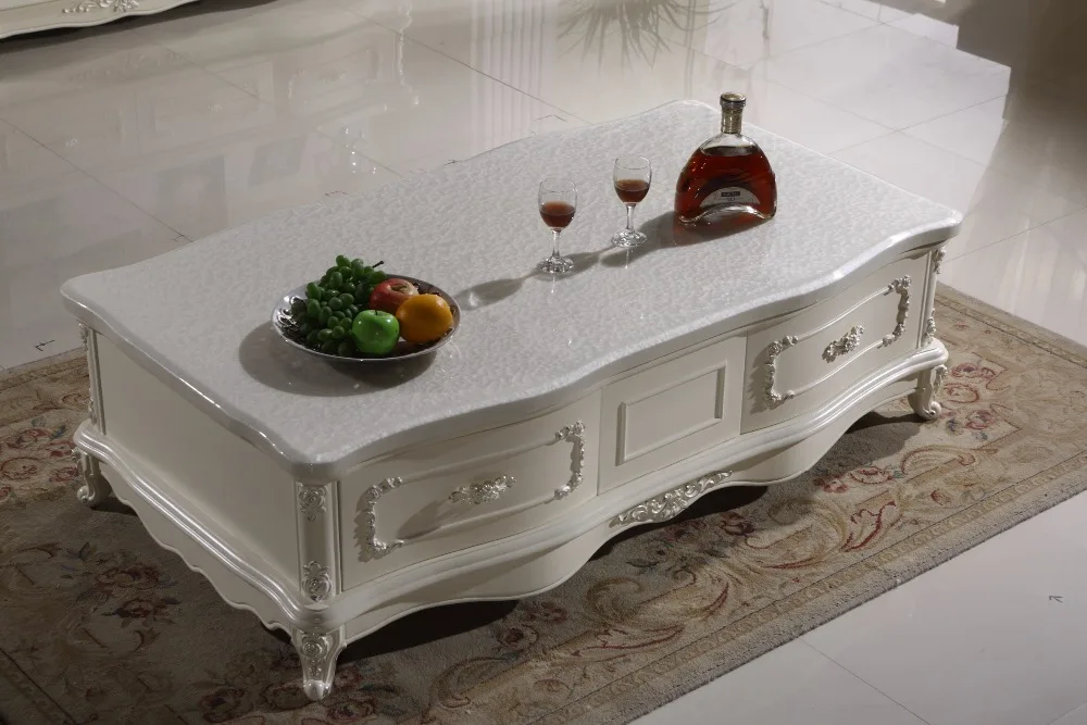 white wooden coffee table storage drawer marble top made in China living room furniture white wooden coffee table storage drawer marble top made in China living room furniture