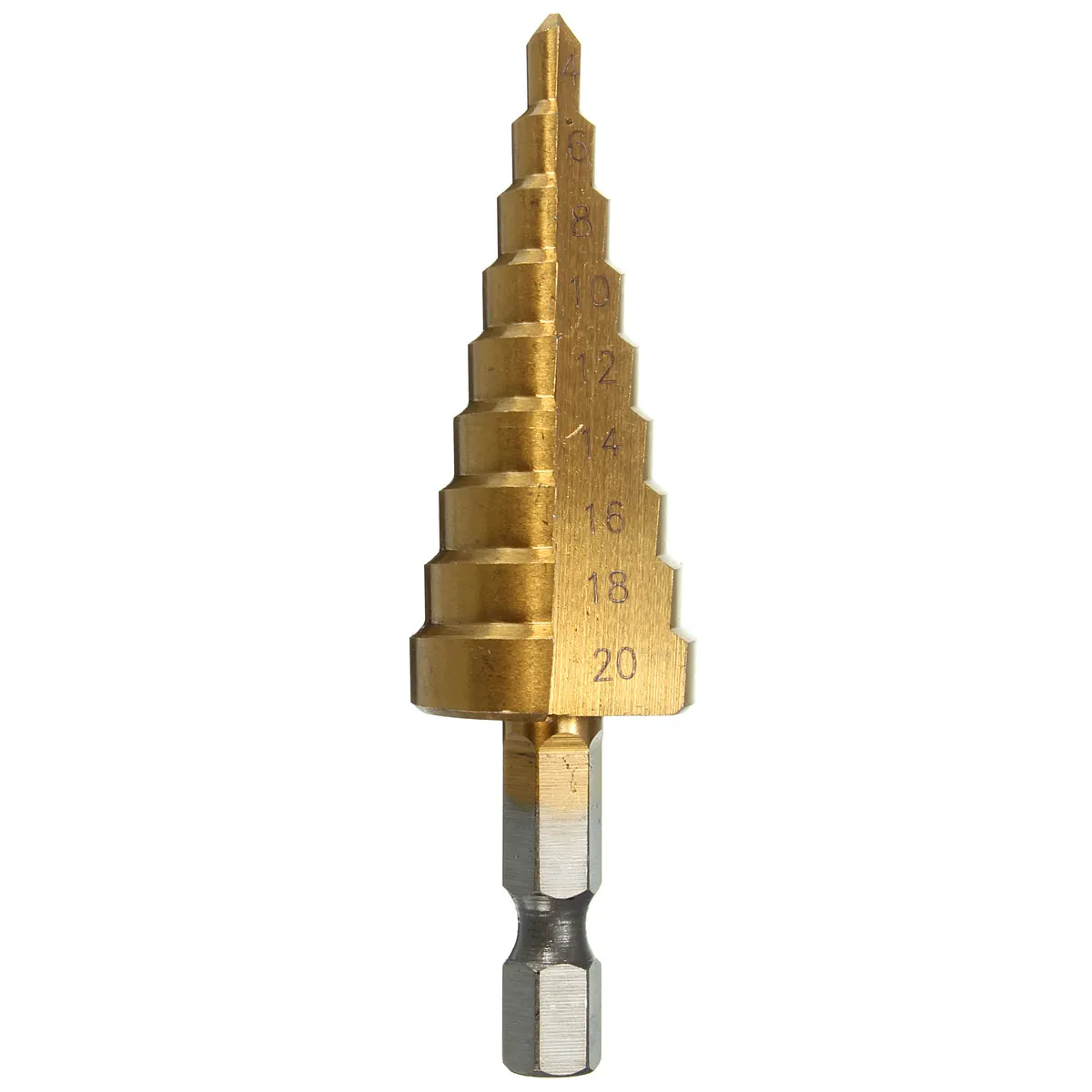  Doersupp 1PC Hex Titanium Step Cone Drill Bit Hole Cutter 4-20MM HSS For Sheet Metal Drilling Power
