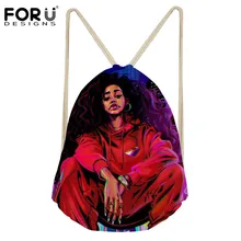 FORUDESIGNS Drawstring Bag Black Art African Printing Backpack Teenagers Fashion Bundle Pocket Girls Kids String Pouch Mochilas