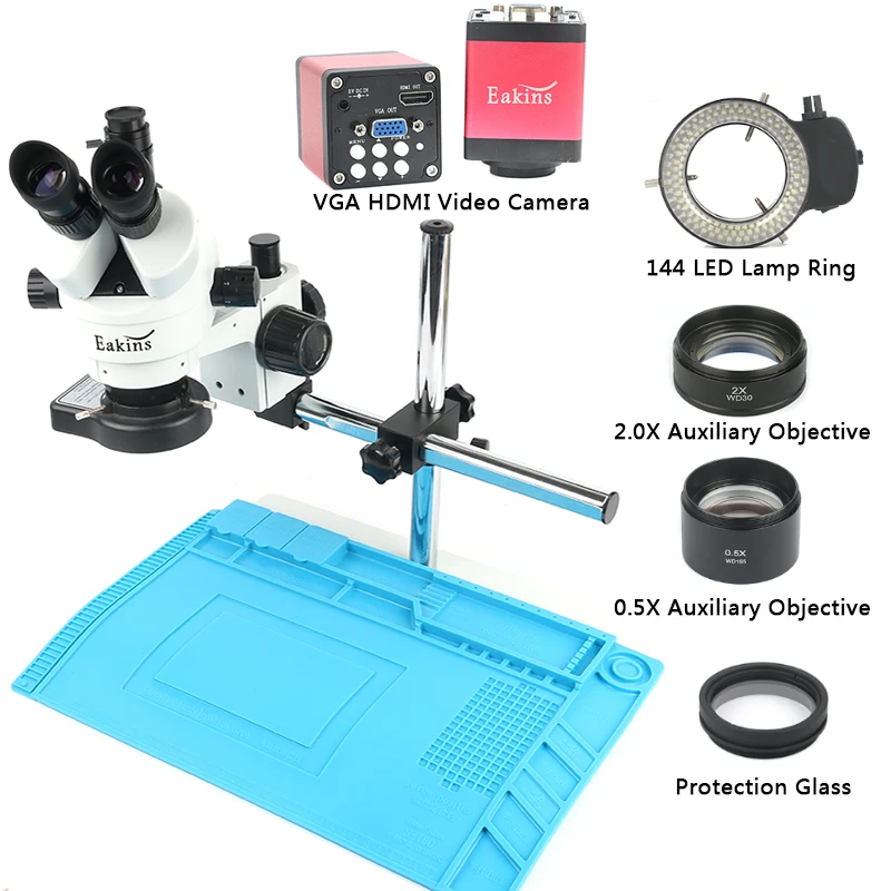 

Industry 3.5X-90X Simul-focal Trinocular Stereo Microscope VGA HDMI Video Camera 720P 13MP For Phone PCB Soldering Repair Lab