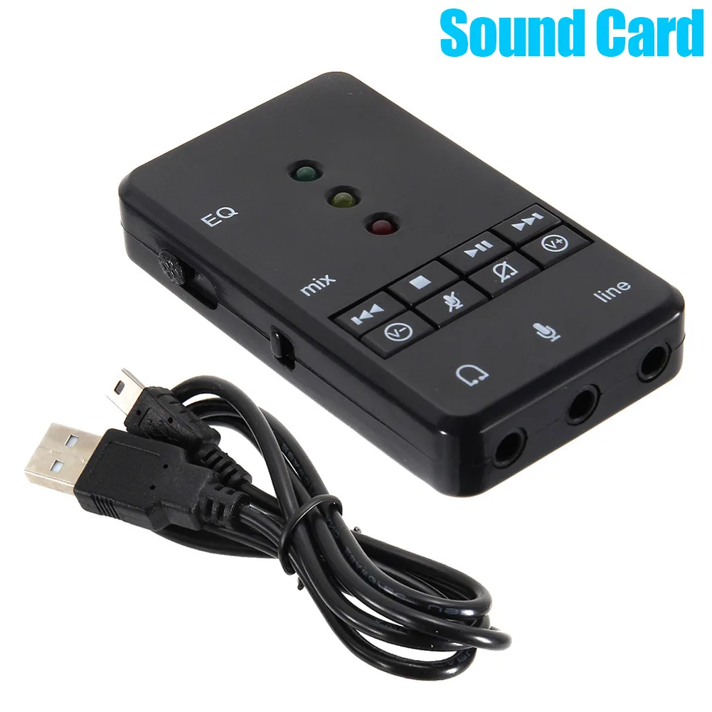 3D Audio Adapter 7.1 Channel External USB2.0 Sound Card with 3.5mm Headset Mic