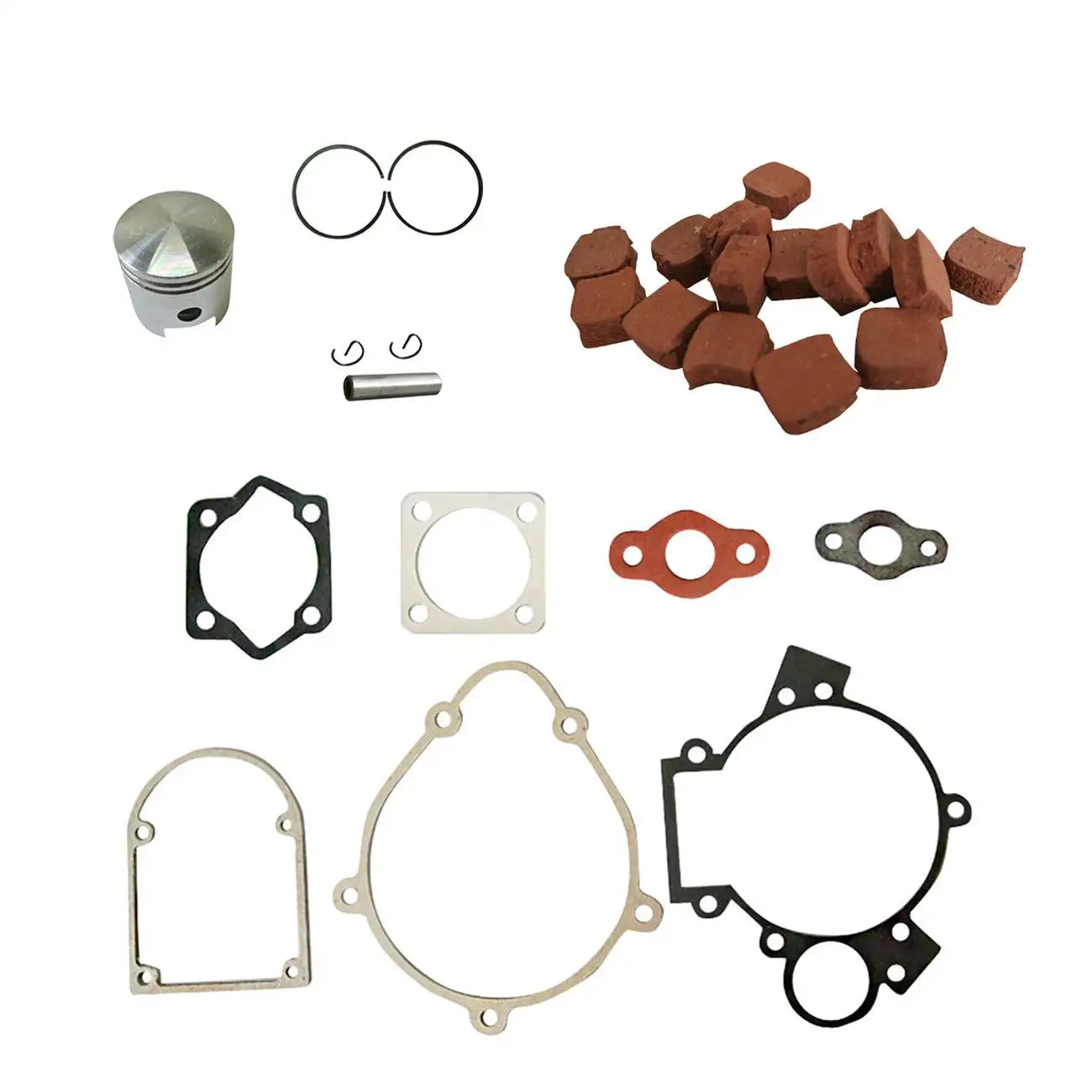 

15pcs Square Clutch Pads&Piston&Gasket Set Fit 49/66/80cc Engine Motorized Bike