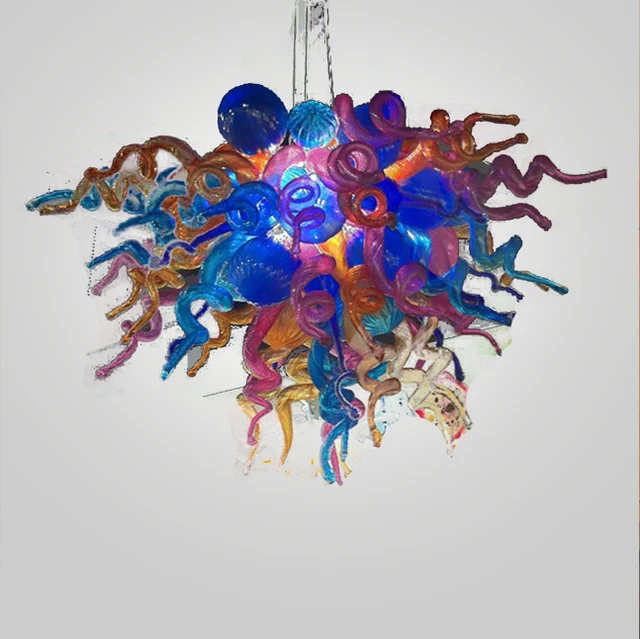 $ China Supplier Luxury Multicolor Style Handmade Blown Glass LED Modern Chandelier lighting