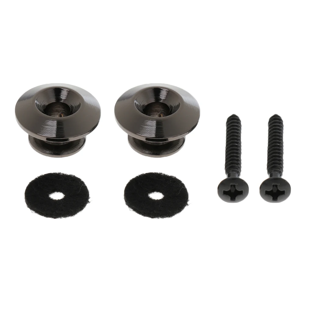 Toyful 2 Pieces Black Strap Button with Mounting Screw for Electric Guitar Bass Ukulele Mandolin Bass Guitar Strap Buckle 