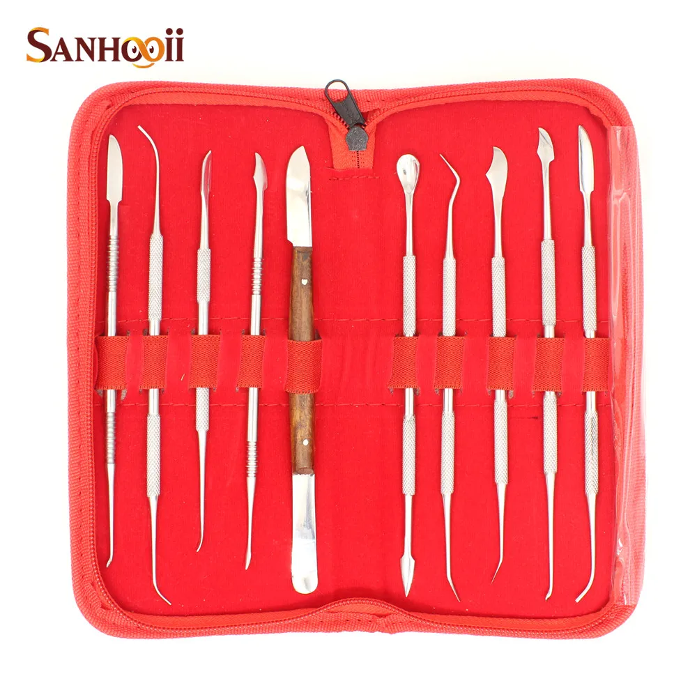 10in1 Stainless Steel Dental Lab Equipment Dental Kit Wax Carvers