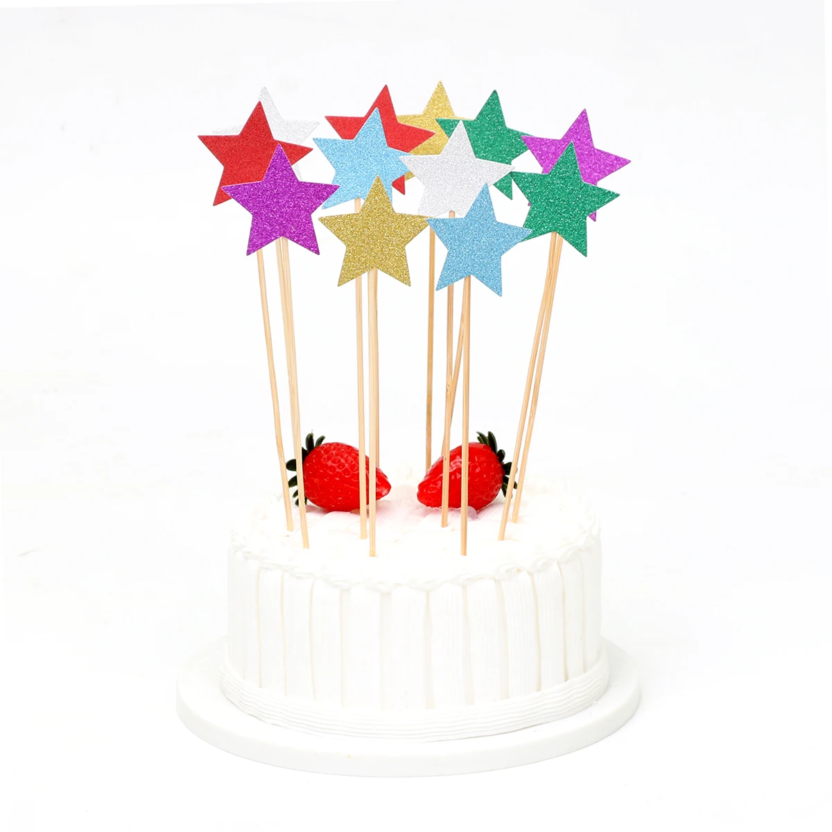 

LIFETALK 12 Pieces Cake Decorating Cake Picks Birthday Party Cake Supplies Colorful Star Cake Topper