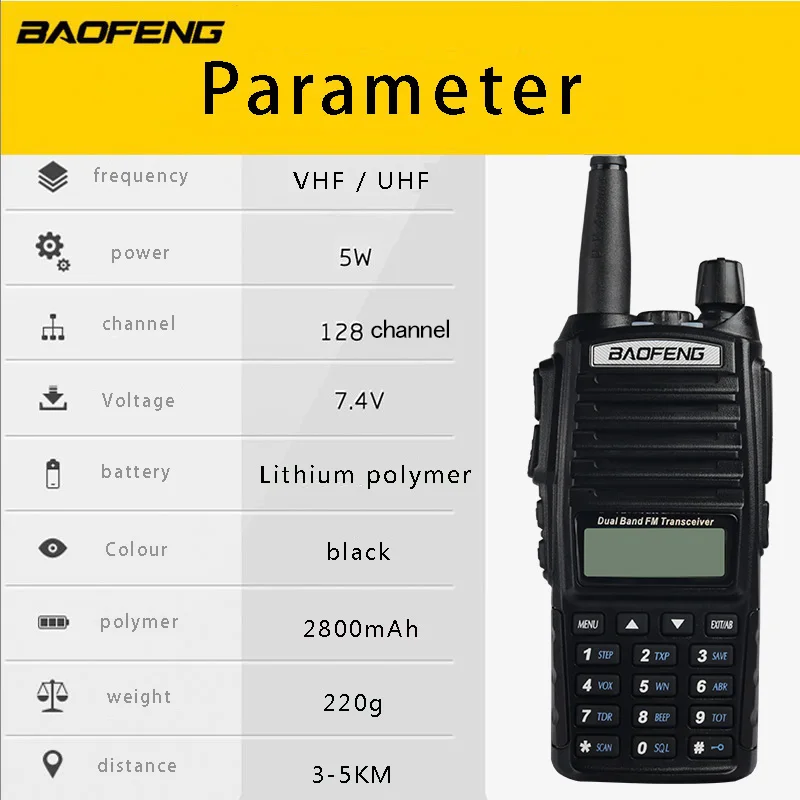 (1pcs)walkie talkie BaoFeng UV-82 Dual-Band 136-174/400-520 MHz FM Ham  Two way Radio Transceiver super power baofeng uv82