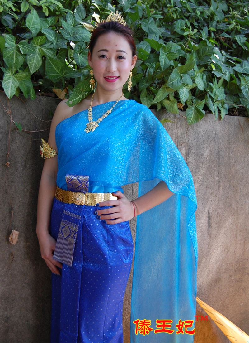 Тайская женская одежда Dai Songkran синий комбинезон тонкий задний ropa la thailande des vetements la induandia indumenti