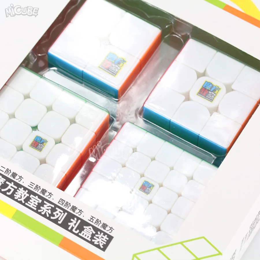 Mofangjiaoshi 2x2/3x3/4x4/5x5 Magic Cube Stickerless 4 шт./компл. подарки коробка Magic Cube Скорость головоломки Игрушечные лошадки для детей подарок на день рождения