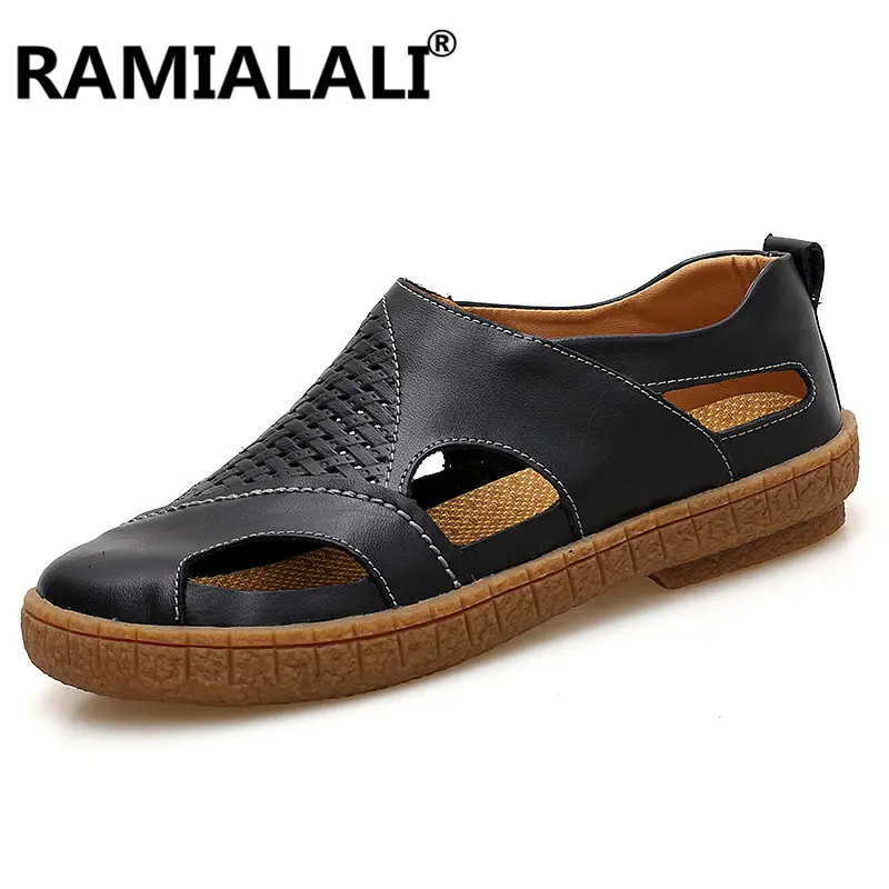 mens closed toe leather sandals
