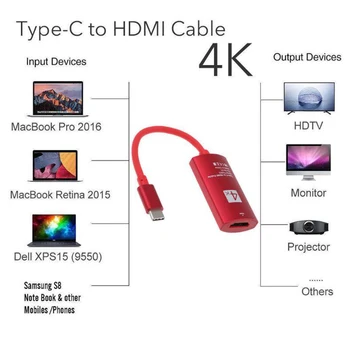 

USB 3.1 USB-C Type-C to HDMI 4K*2K UHD HDTV Adapter For Samsung Galaxy S8 S8+ MacBook USB Type-C HDMI Cable TOFOCO