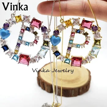 

10pcs In stock new big size initial necklace wholesale colorful initial necklace for jewelry store