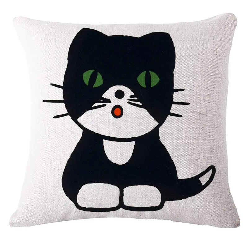 Черный кот толстый кот льняная Подушка, украшения дома без ядра/Мультяшные плюшевые декоративное покрывало для дивана Pillows45* 45