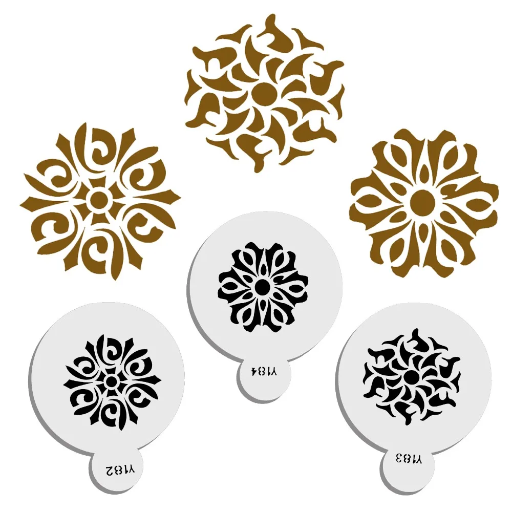 

3Pcs Translucent plastic cake stencil Design for Cake Decoration Cappuccino Decorating Mousse cookie CakeTools