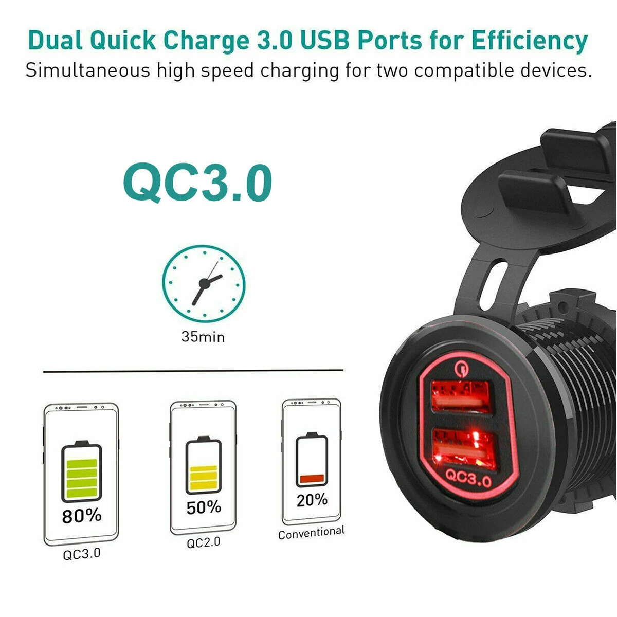 QC 3,0, алюминиевый светодиодный вольтметр для мотоцикла, лодки, автомобиля, 2 USB, зарядное устройство для автомобиля, мотоцикла, Прямая поставка, светодиодный измеритель напряжения