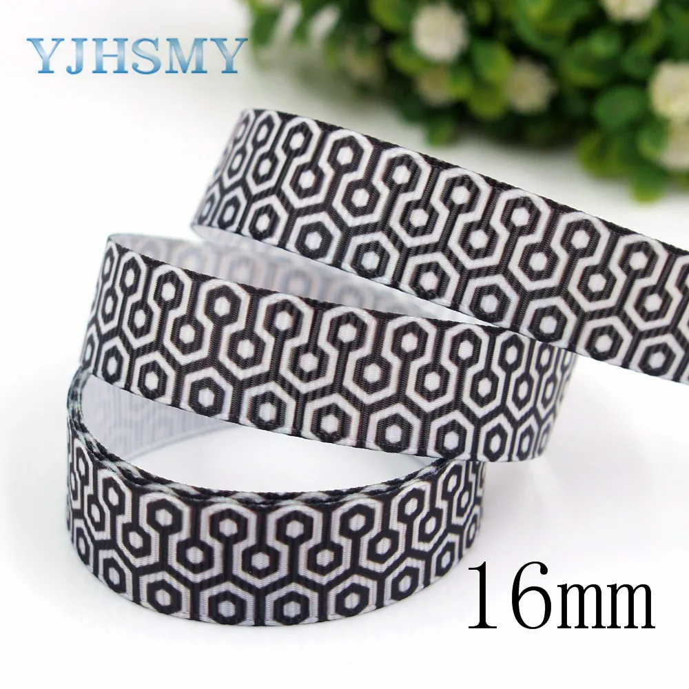 YJHSMY G-18613-464 16 мм 10 ярдов геометрические ленты термопечать grosgrain Свадебные