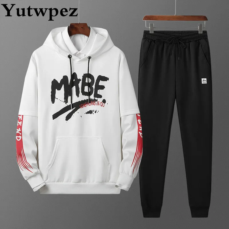 

Men Tracksuits with Pants New Gyms Set Thicken Fleece Male Autumn Two Piece Clothing Casual Track Suit Sportswear Hoodies Men