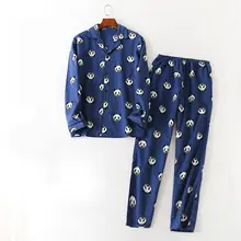 Осенние пижамы XL, Мужские пижамные комплекты с героями мультфильмов, мужской полированный чистый хлопковый пижамный комплект, рубашка с отложным воротником и штаны