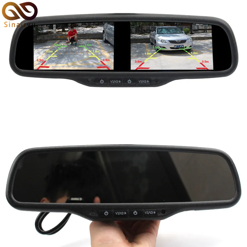 

HD 800*480 Dual Screen Car Monitor OEM Mirror Monitor 4.3Inch Brightness Adjustment 4AV With Special Bracket For Hyundai Kia VW