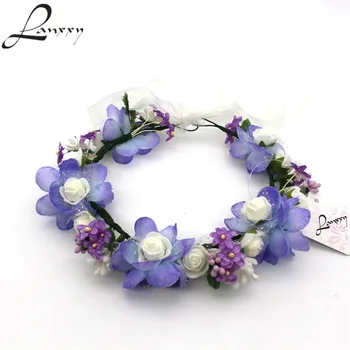 

Lanxxy New Handmade Flowers Crowns Girls Festivals Party Hairwear Headbands Wedding Hair Accessories for Women Head Band