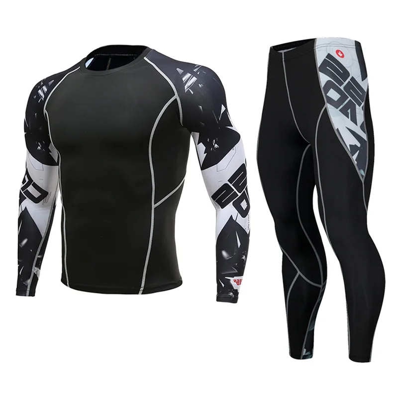 

MMA Men Compression Sets Base Layer Tight Pants Workout Fitness Bodybuilding Tracksuit Long Sleeve Shirt Gyms Suits rashgard kit
