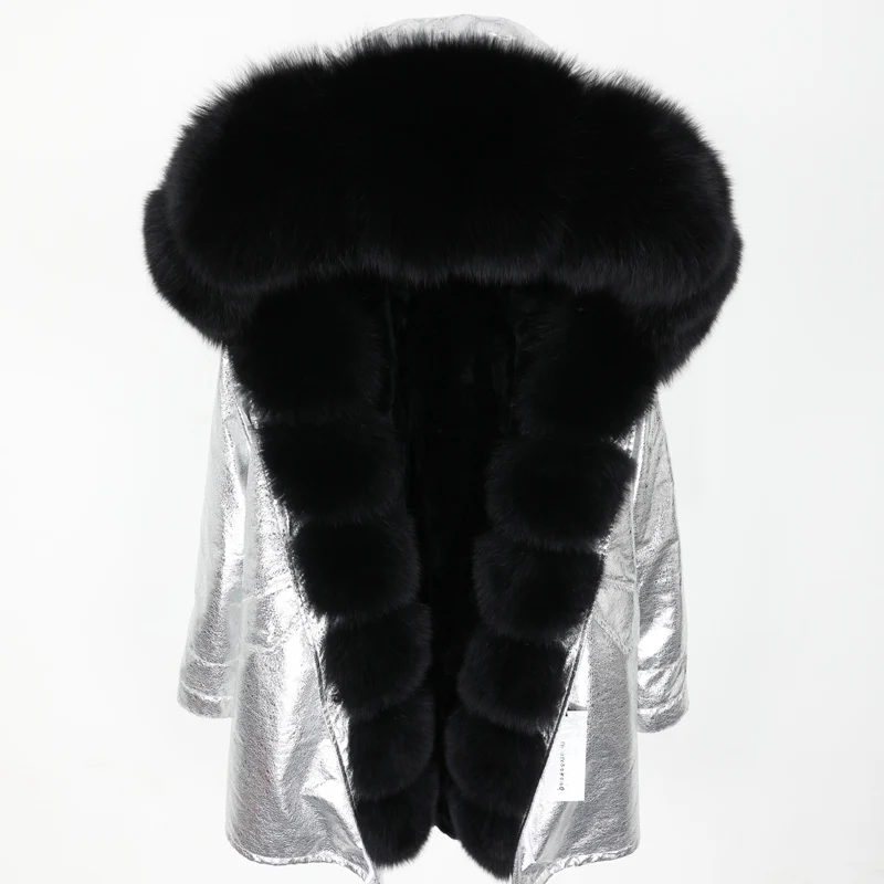 MAOMAOKONG2019 новое зимнее пальто с воротником из натурального Лисьего меха женская куртка с подкладкой из натурального меха кролика Женская одежда - Цвет: 30