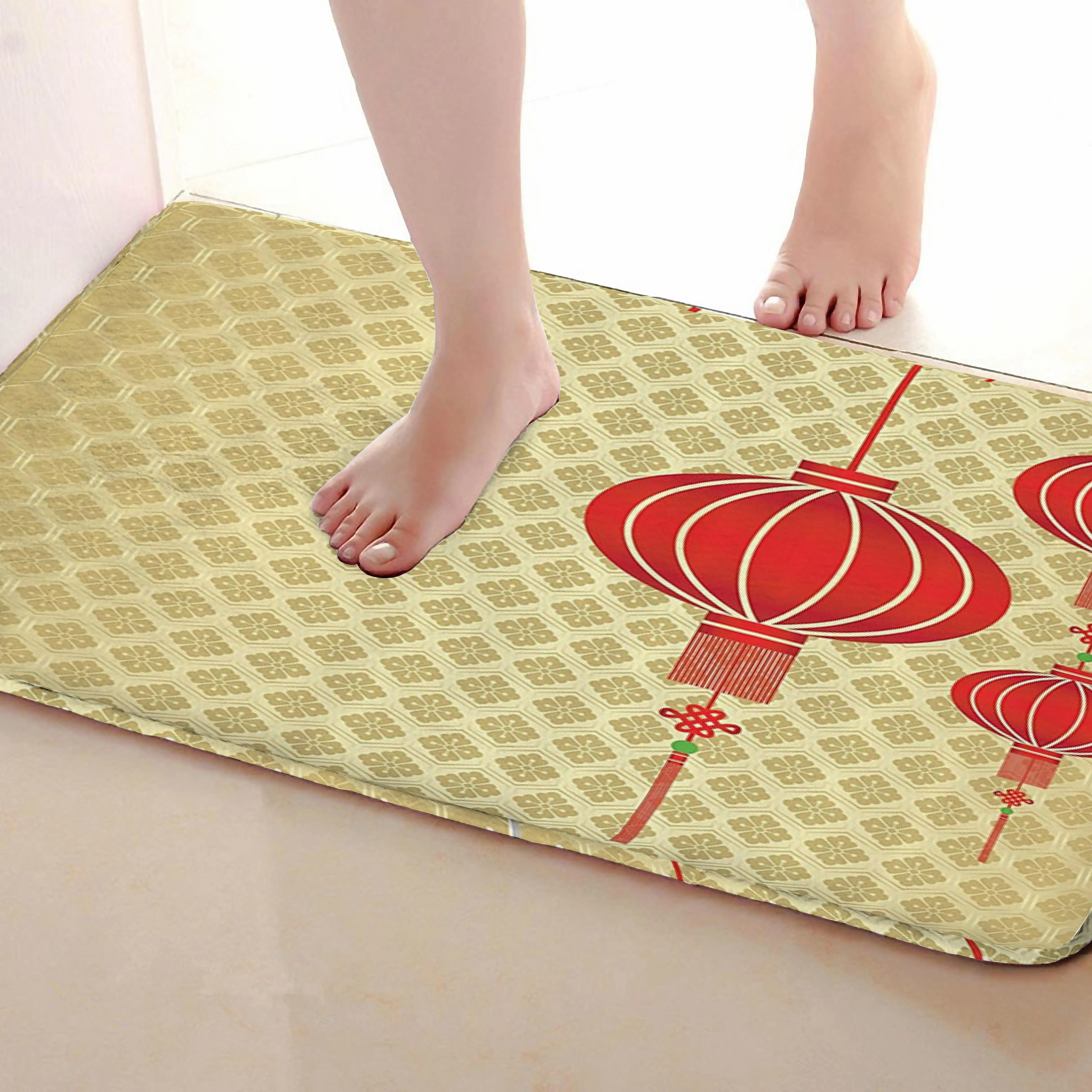 Красный фонарь Стиль Коврик для ванной комнаты, смешной Противоскользящий коврик для ванной, занавески для душа s аксессуары, соответствующие вашей душевой занавеске