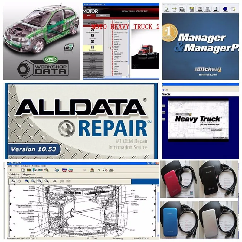 auto repair software v10.53 alldata and mitchell software ElsaWin 5.2 + Vivid WorkShop+heavy truck  all data 25 in 1TB HDD Best